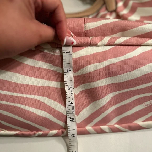 Coach Devin Signature Stripe Pink and White Zebra Print Shoulder Bag - Picture 9 of 9